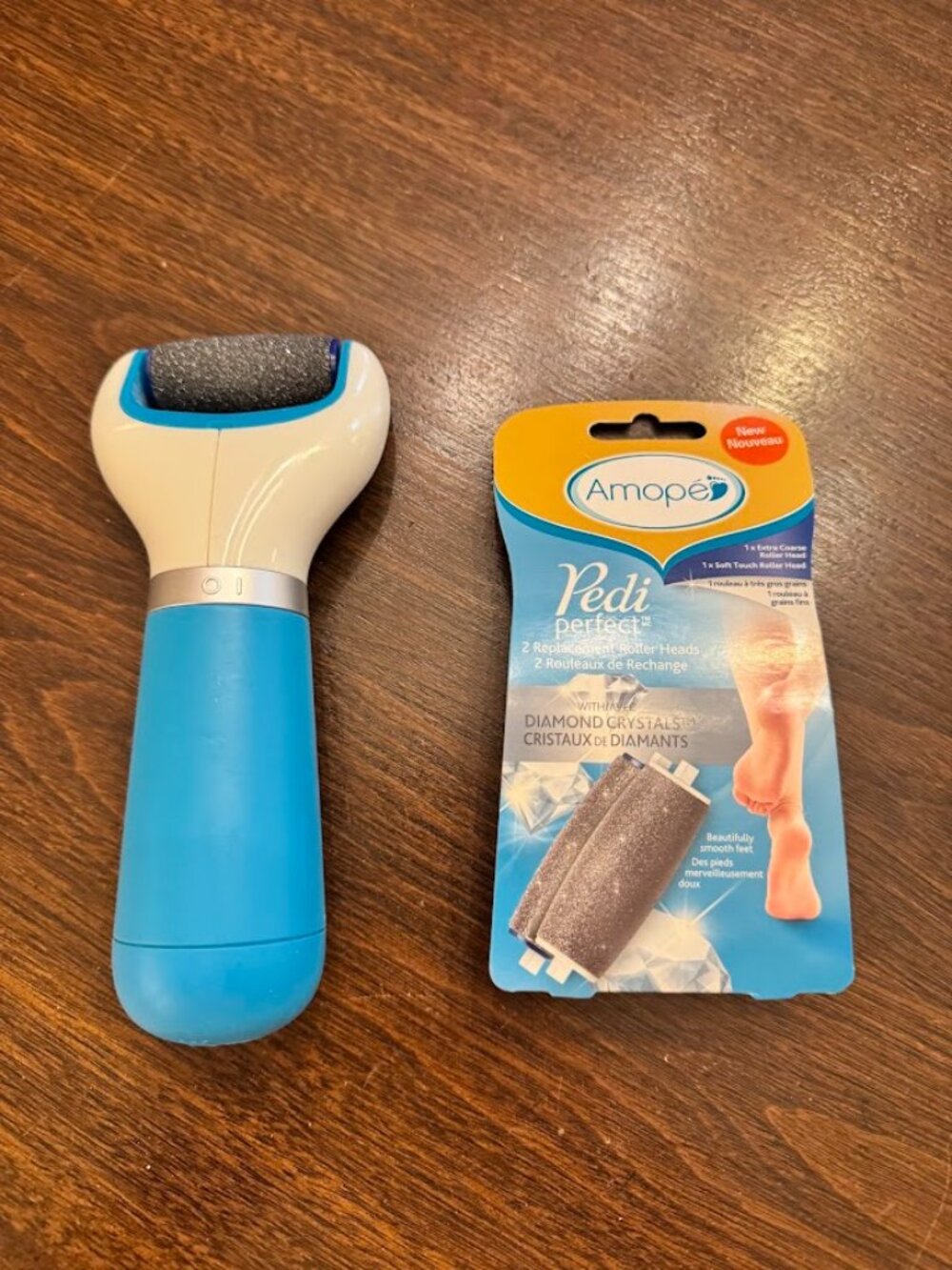 Amope Pedi Perfect Callus Remover Blue w/ 2 Replacement Roller Heads